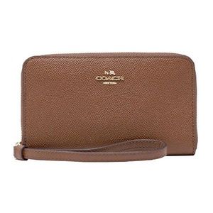 COACH NWT Phone Wallet,Saddle 2/Light Gold